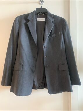 MaxMara rCharcoal Gray Single-Breasted Blazer, size 10